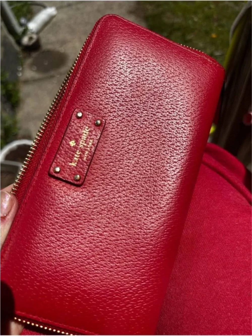 Lk New Kate Spade Wallet Red gold Wallet large zip red gold wallet gold hardware